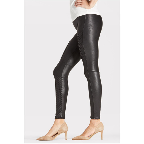 SPANX NWT Faux Leather Moto Leggings in Very Black // XS - Picture 3 of 14
